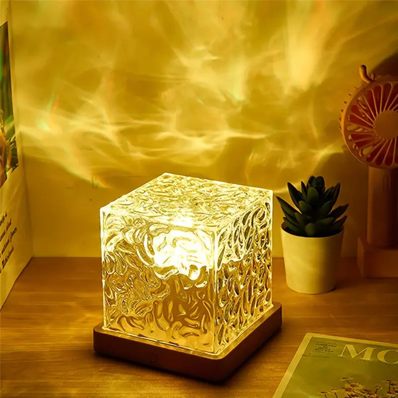 Lampe Cube Cristal Effet Ondulation D’eau