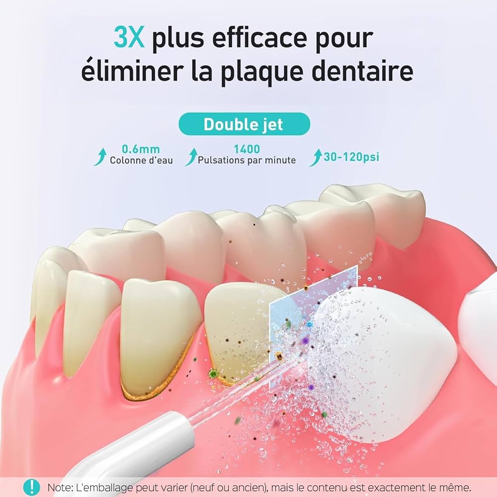 Hydropulseur Dentaire Sans Fil – 4 Embouts Inclus