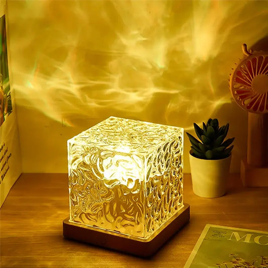 Lampe Cube Cristal Effet Ondulation D’eau