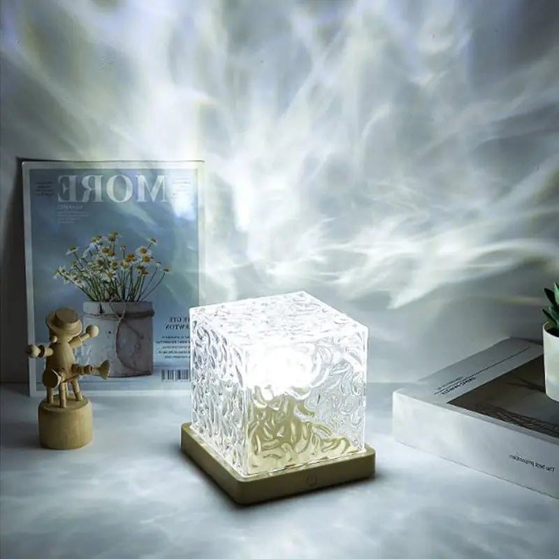 Lampe Cube Cristal Effet Ondulation D’eau