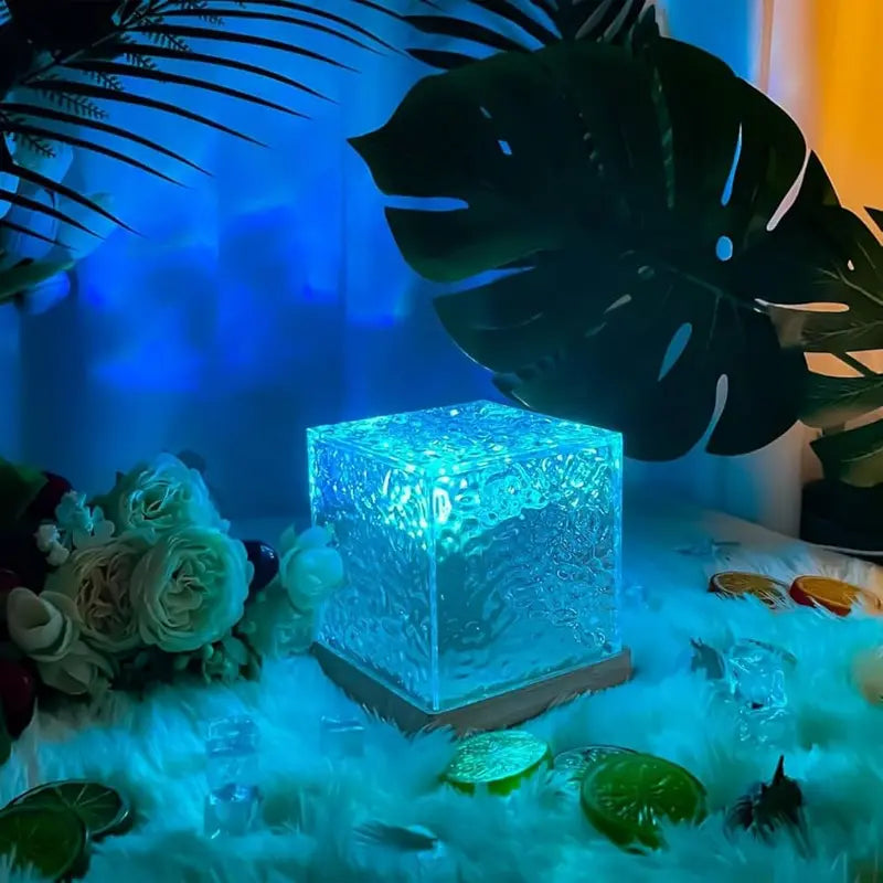 Lampe Cube Cristal Effet Ondulation D’eau