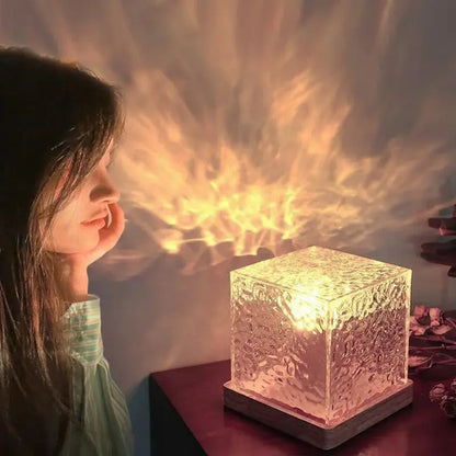 Lampe Cube Cristal Effet Ondulation D’eau